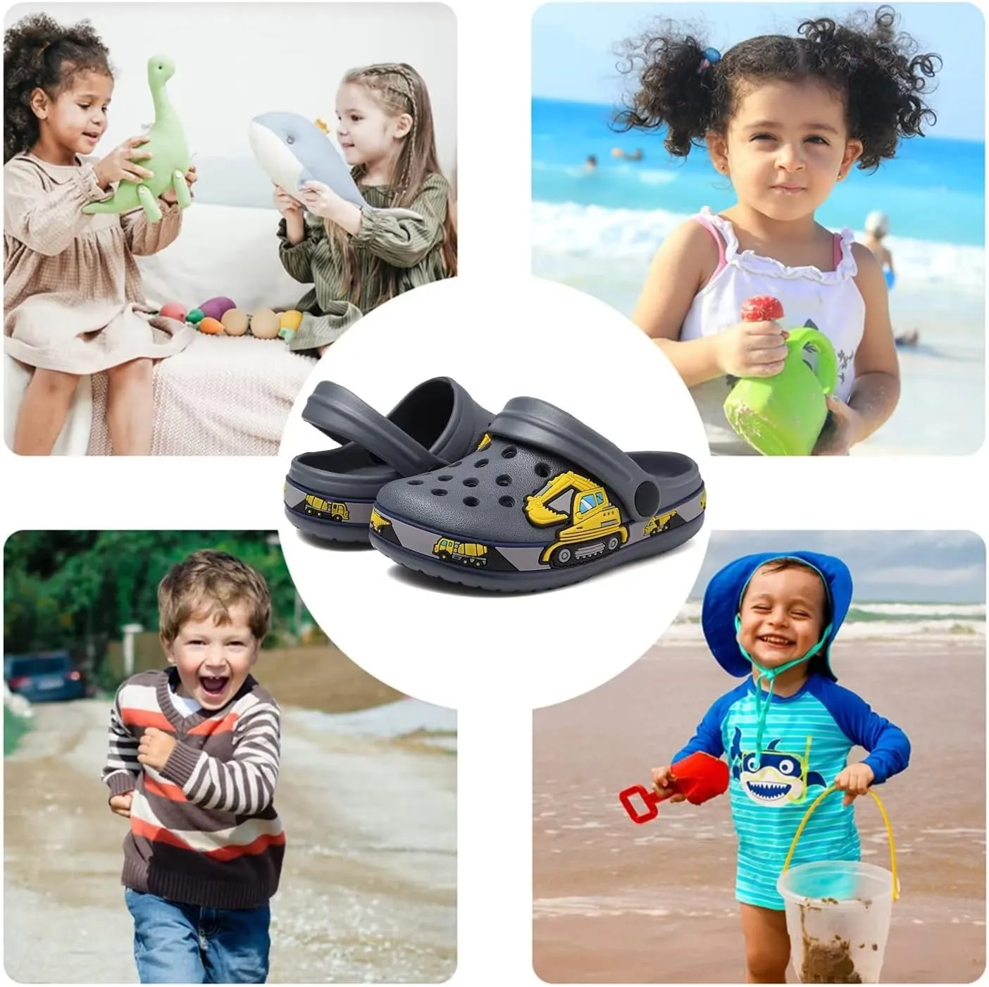 OHSNMAKSL Toddler Clog Slippers Garden Sandals Slip On Water Shoes Sneakers Cartoon Slides for Boys and Girls Children Beach Pool Shower