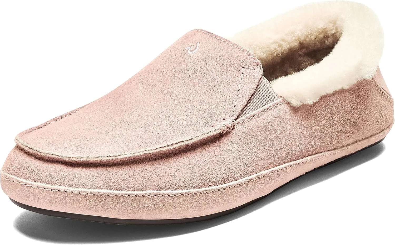 OLUKAI Ku'una Slipper, Women's Slip-On Shoes, Genuine Shearling & Premium Nubuck Leather, Drop-in Heel Design, Cozy & Ultra-Soft Comfort Fit