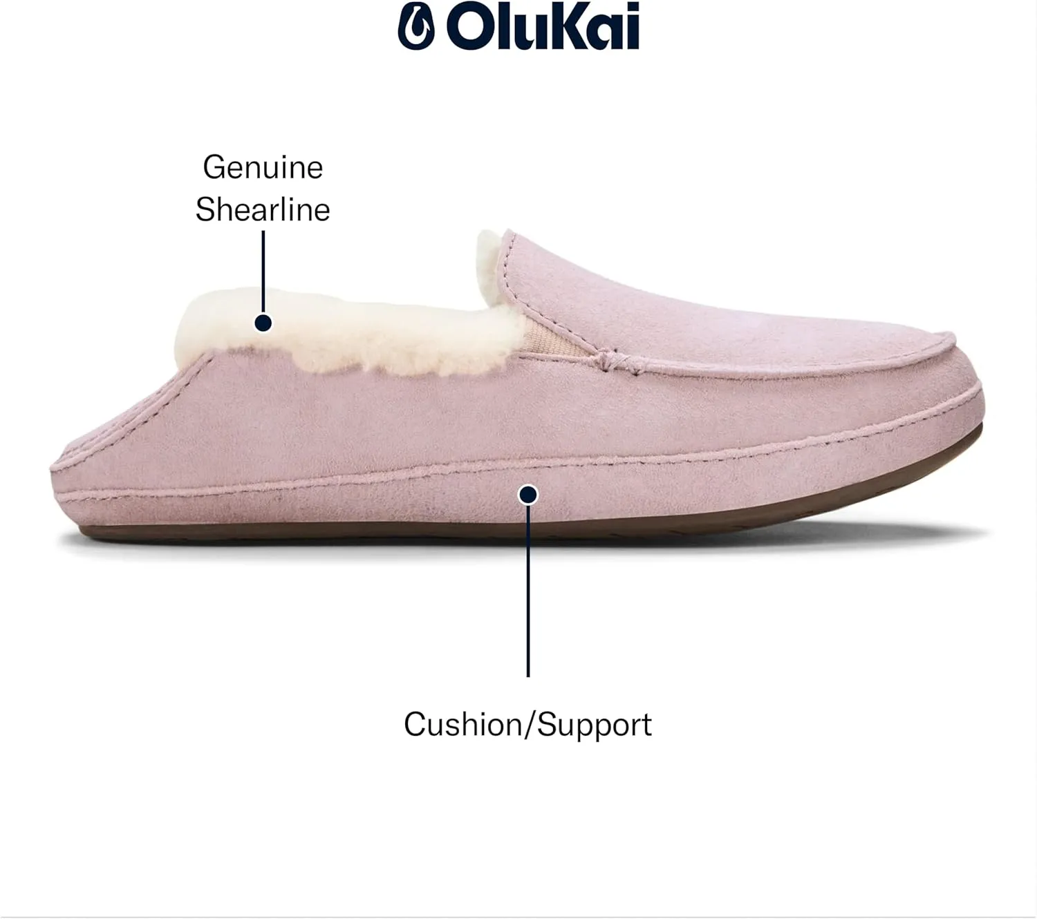 OLUKAI Ku'una Slipper, Women's Slip-On Shoes, Genuine Shearling & Premium Nubuck Leather, Drop-in Heel Design, Cozy & Ultra-Soft Comfort Fit