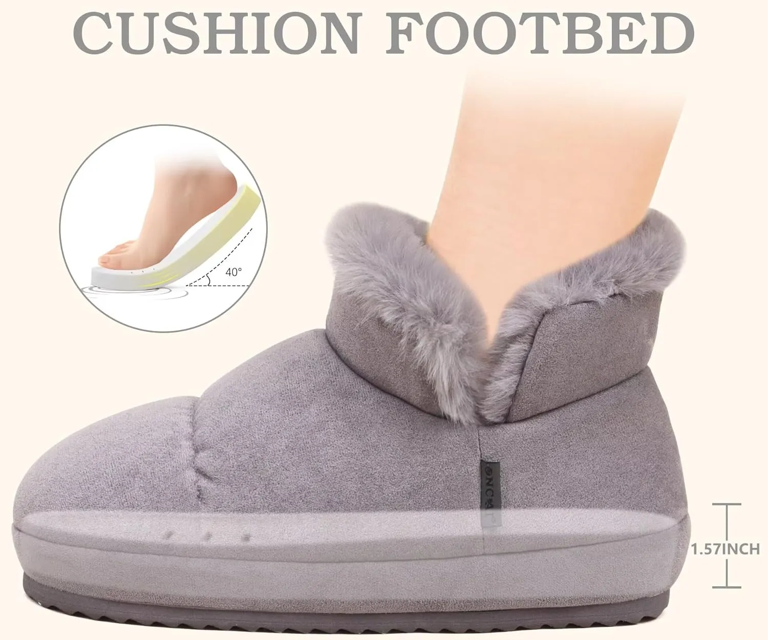 ONCAI Womens Slippers House Slippers for Woman Slipper Boots for Women Ladies Winter Fuzzy Warm Bootie Indoor Outdoor