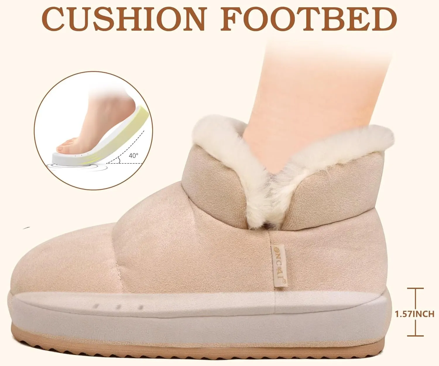 ONCAI Womens Slippers House Slippers for Woman Slipper Boots for Women Ladies Winter Fuzzy Warm Bootie Indoor Outdoor