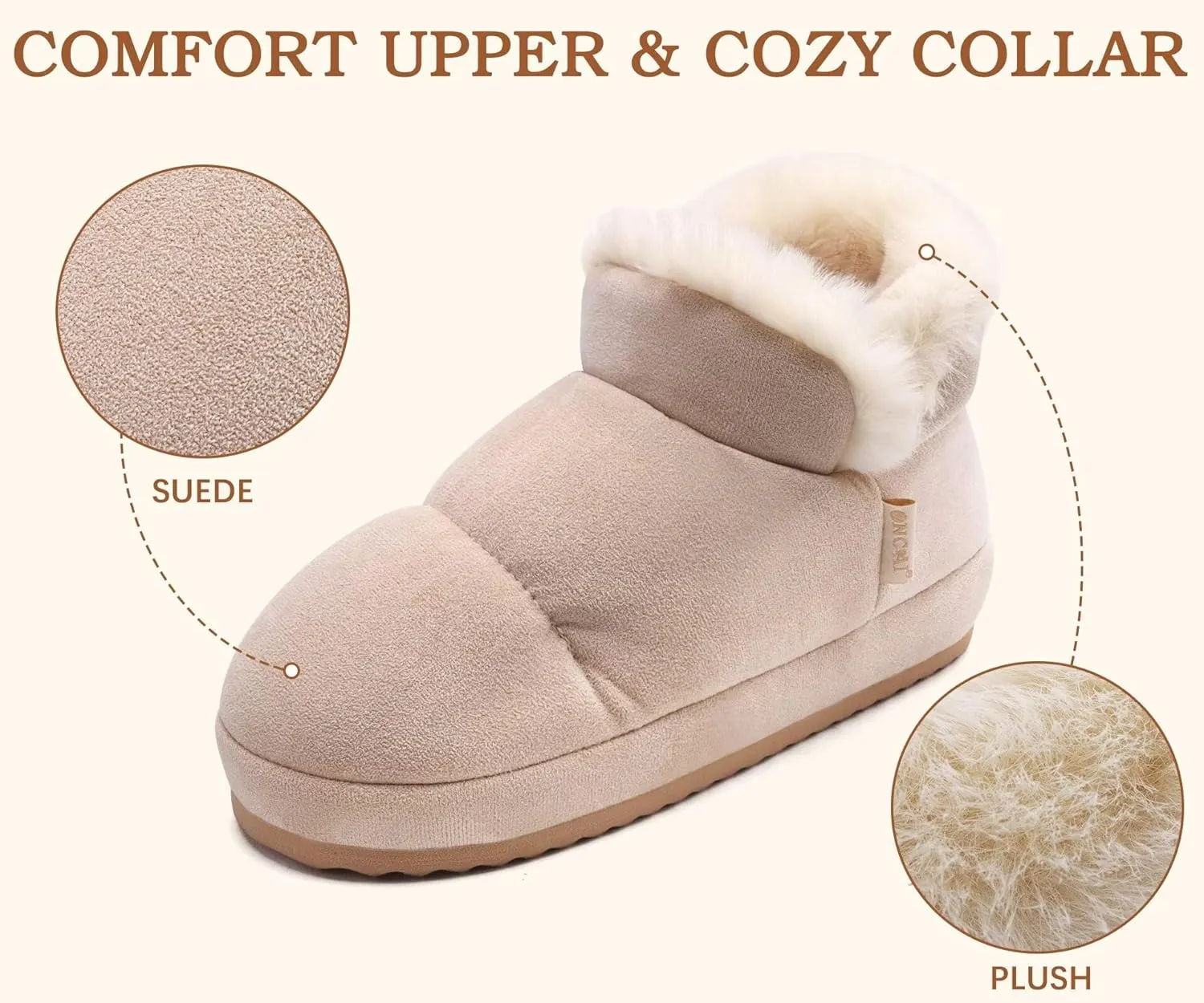 ONCAI Womens Slippers House Slippers for Woman Slipper Boots for Women Ladies Winter Fuzzy Warm Bootie Indoor Outdoor