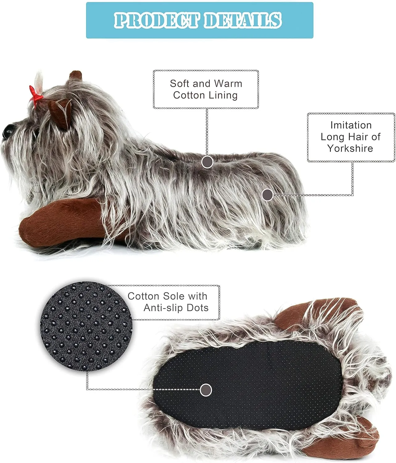 Onmygogo Fuzzy Winter Animal Dog House Slippers for Men and Women