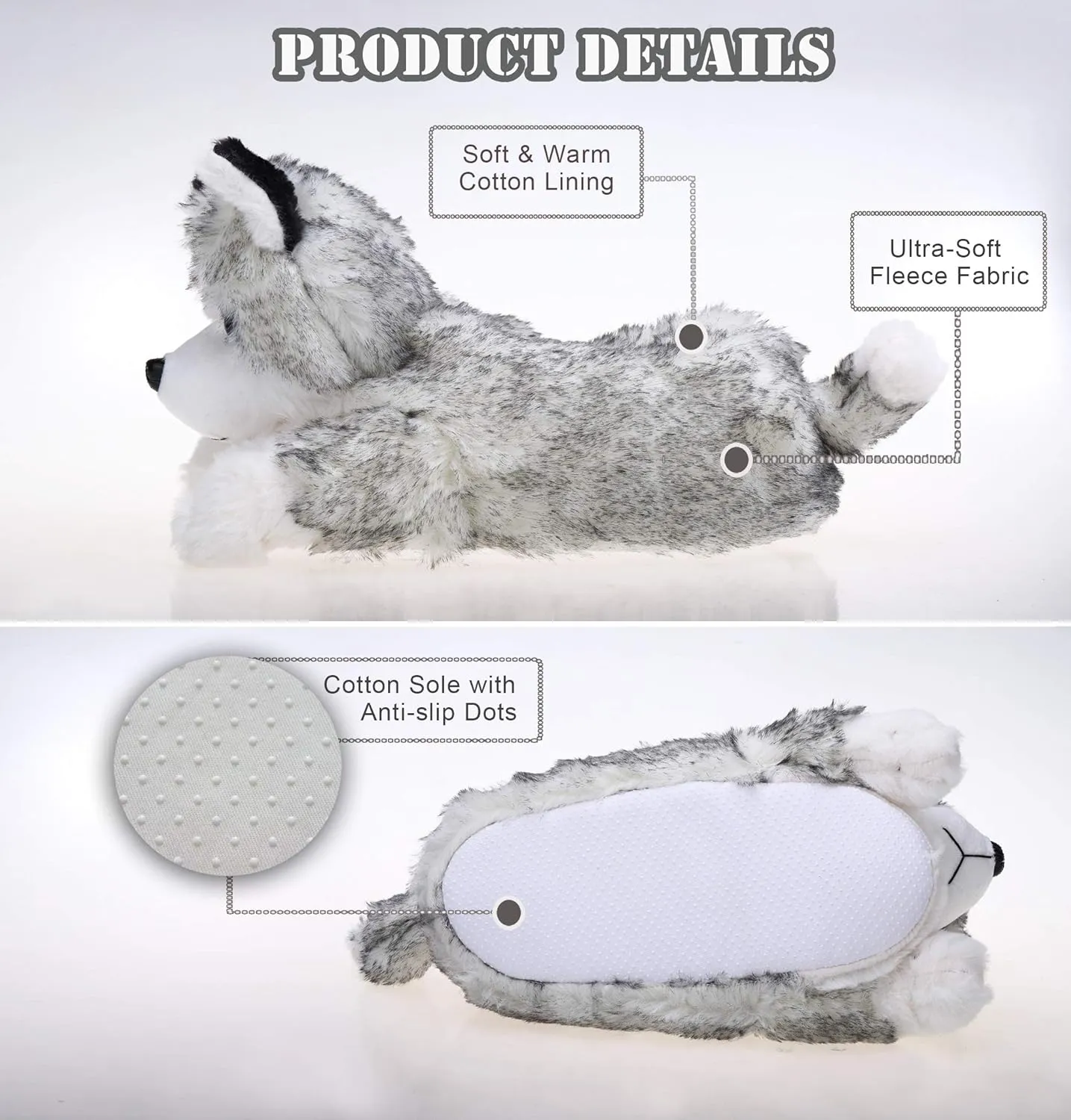 Onmygogo Fuzzy Winter Animal Dog House Slippers for Men and Women