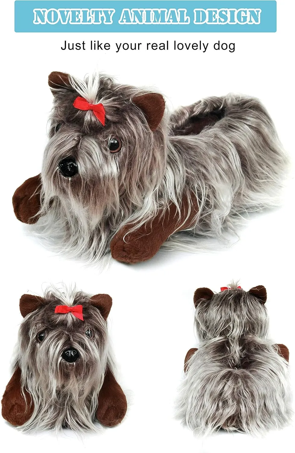 Onmygogo Fuzzy Winter Animal Dog House Slippers for Men and Women
