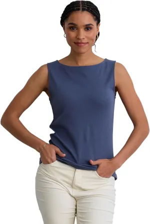 Organic All-Cotton Luxe Sleeveless Boat Neck Tee