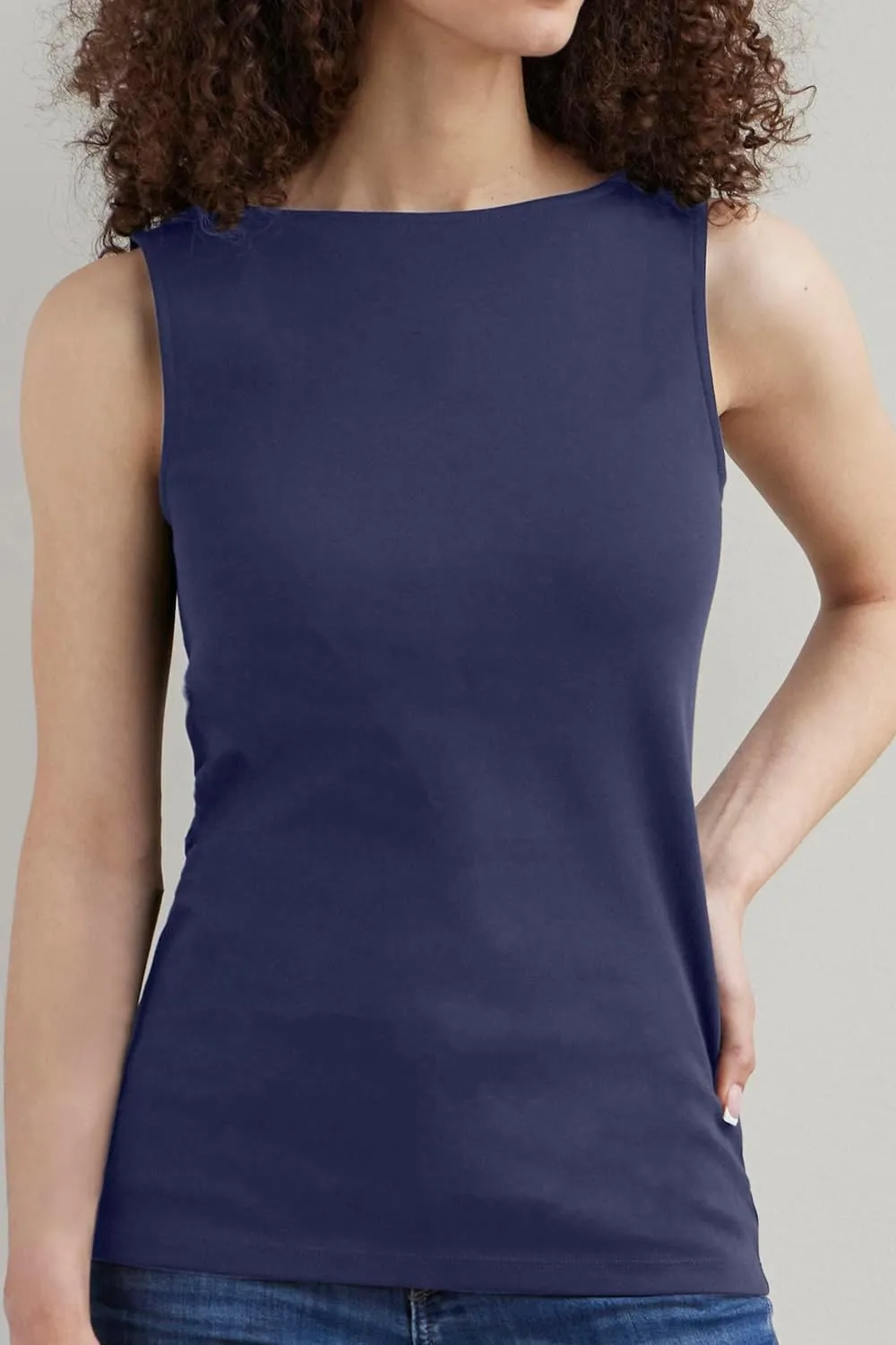 Organic All-Cotton Luxe Sleeveless Boat Neck Tee