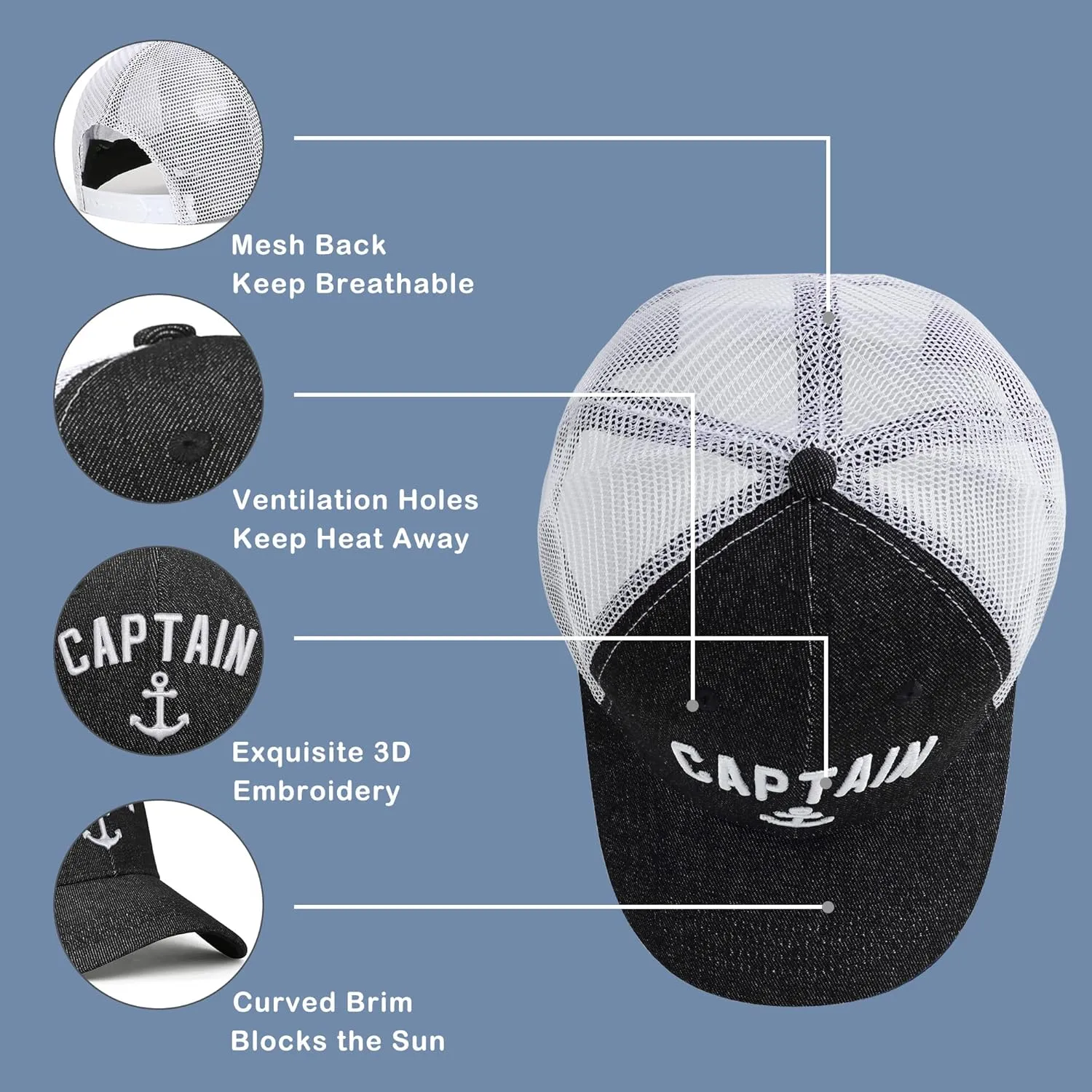 Outdoor Hat Captain Hats Hunting Hat Biggfoot Hat Mountain Baseball Cap Sailing Trucker Hat for Men Women