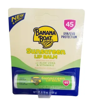 (Pack of 10) Banana Boat Aloe Vera with Vitamin E Sunscreen Lip Balm, SPF 45 .15 oz (4.25 g)