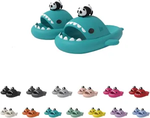 Panda Shark Slides，Strawberry Shark Slides，Unisex Soft Sole Cute Cartoon Non-slip Indoor And Outdoor Shark Slippers.