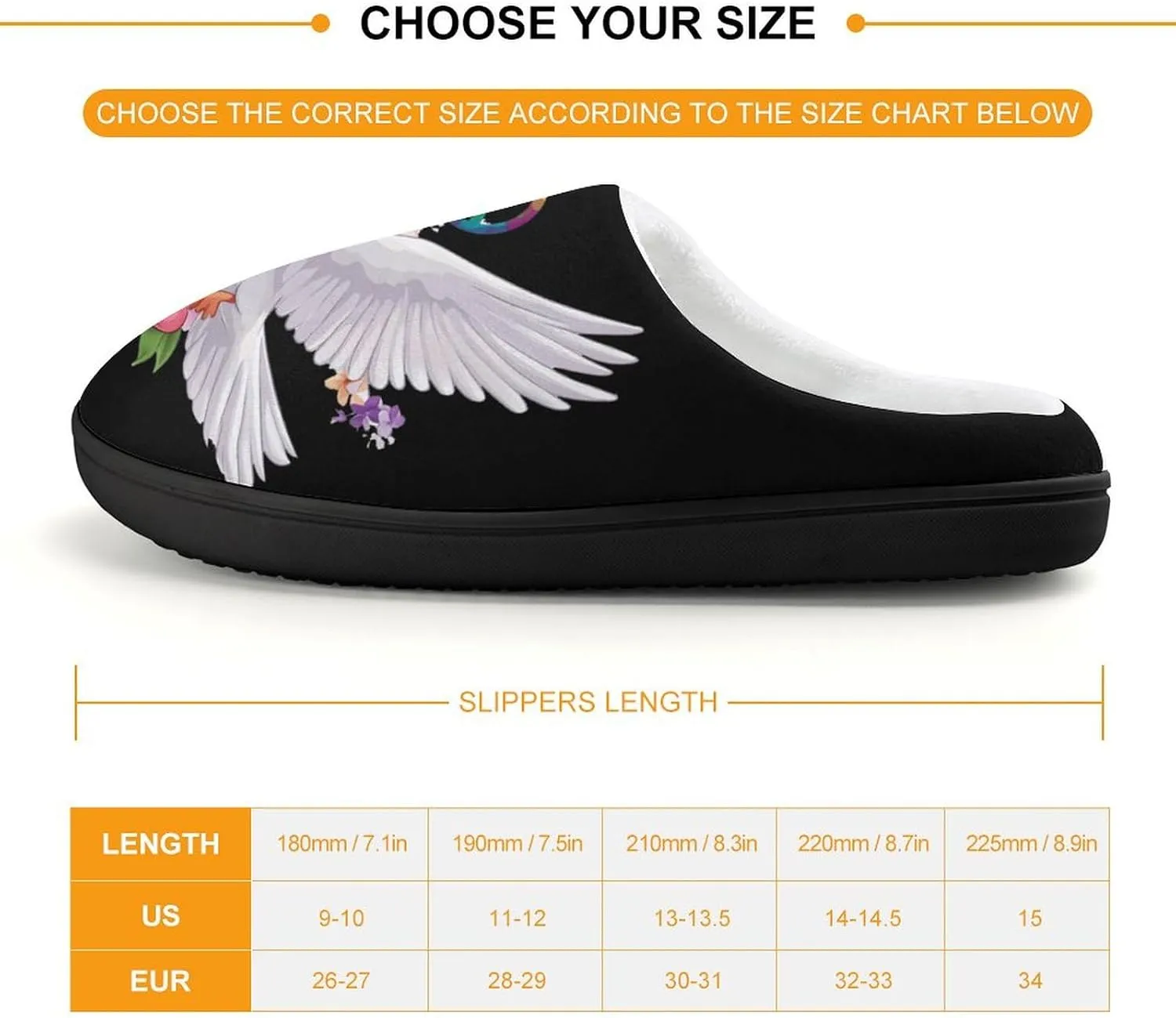 Peace Sign Dove White Pigeon Flowers Slippers Non-slip House Slippers Home Shoes Indoor Outdoor Slippers For Girls Boys