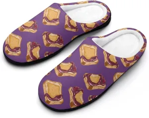 Peanut Butter Jelly Breakfast Men's Cotton Slipper House Warm Shoes Adult Slip On Soft Memory Foam for Indoor Outdoor