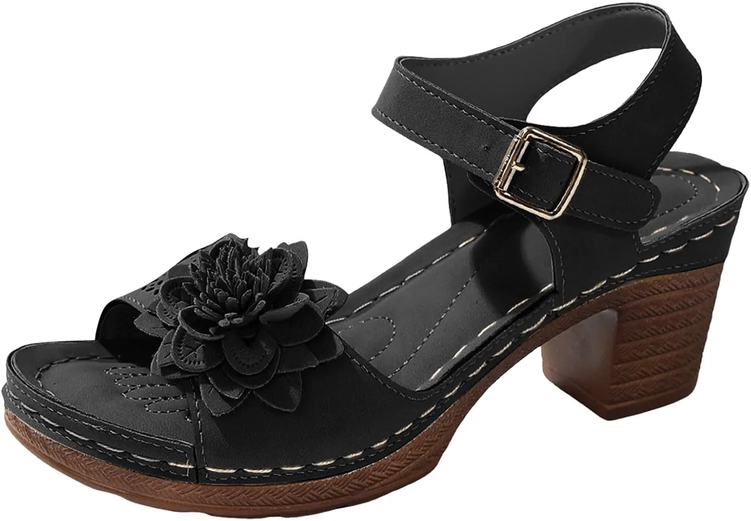 Platform Heels for Women Block Chunky Wedges High Heel Sandals Ankle Strap Open Toe Slip-on Sandals Casual Summer Beach Pumps