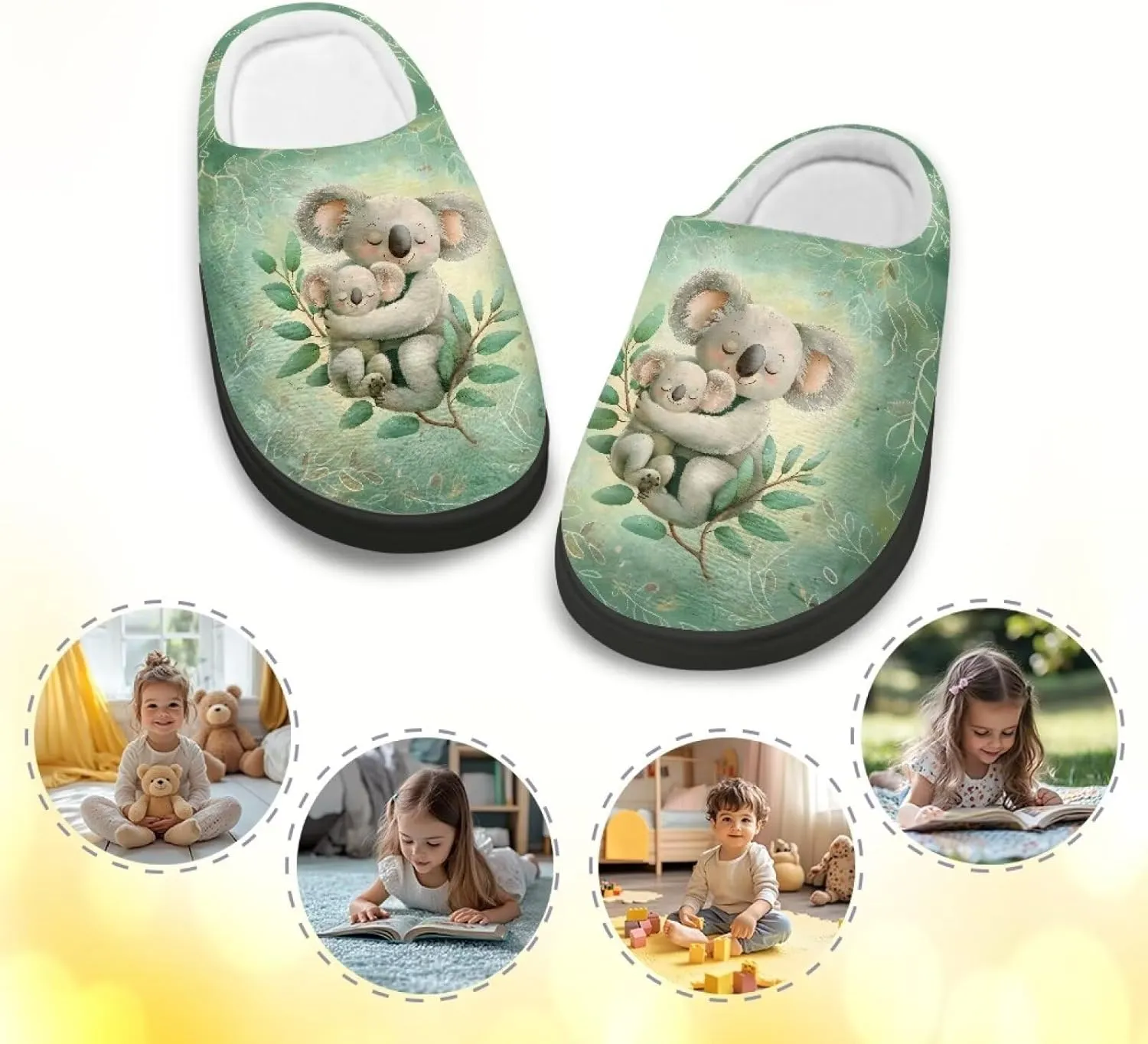 Plush Slippers for Kids Anti-slip Plush Slippers Warm House Slippers Cozy Bedroom Slippers House Shoes