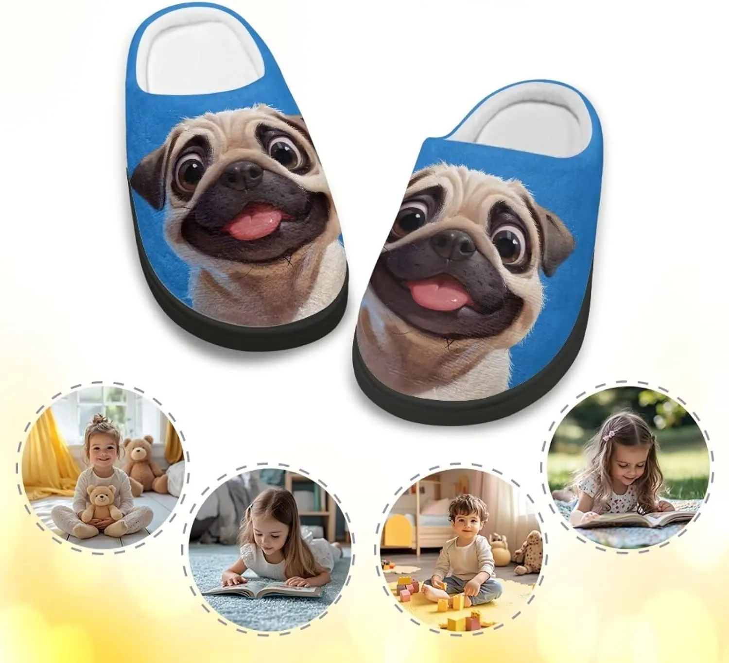 Plush Slippers for Kids Anti-slip Plush Slippers Warm House Slippers Cozy Bedroom Slippers House Shoes