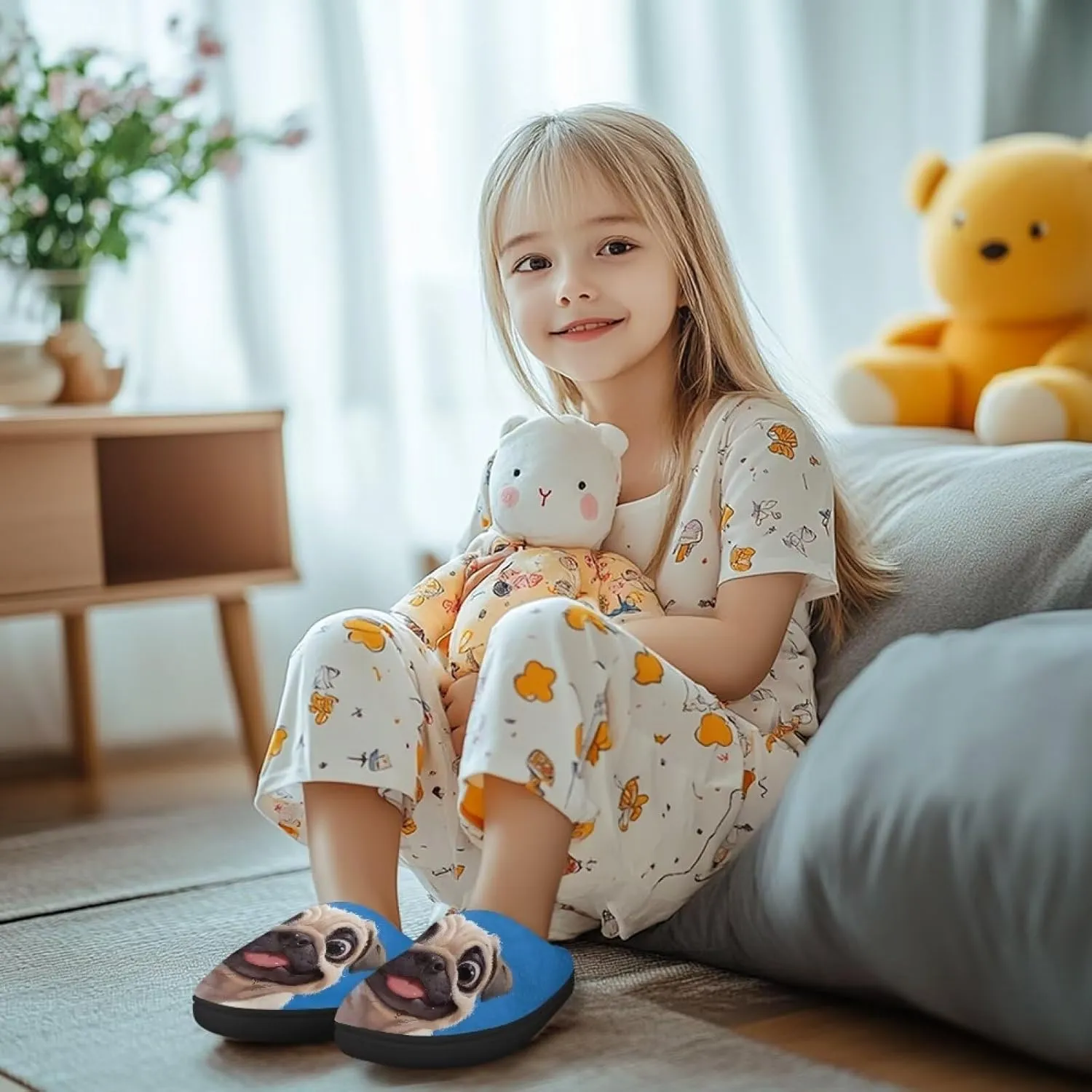 Plush Slippers for Kids Anti-slip Plush Slippers Warm House Slippers Cozy Bedroom Slippers House Shoes