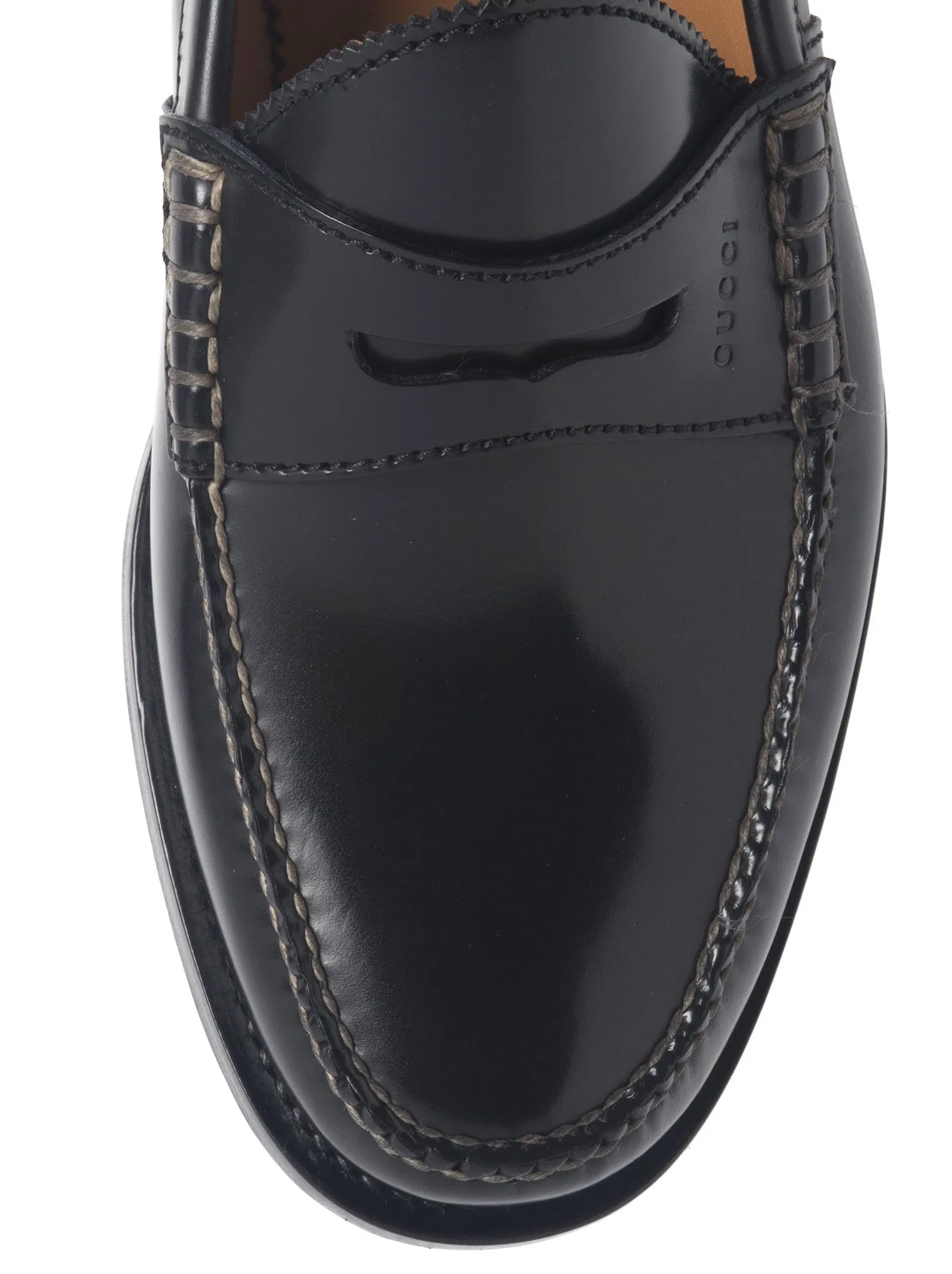 Polished Leather Penny Loafer - Black