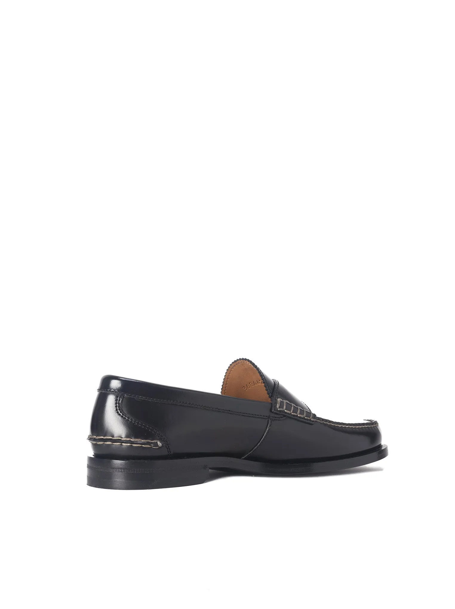 Polished Leather Penny Loafer - Black