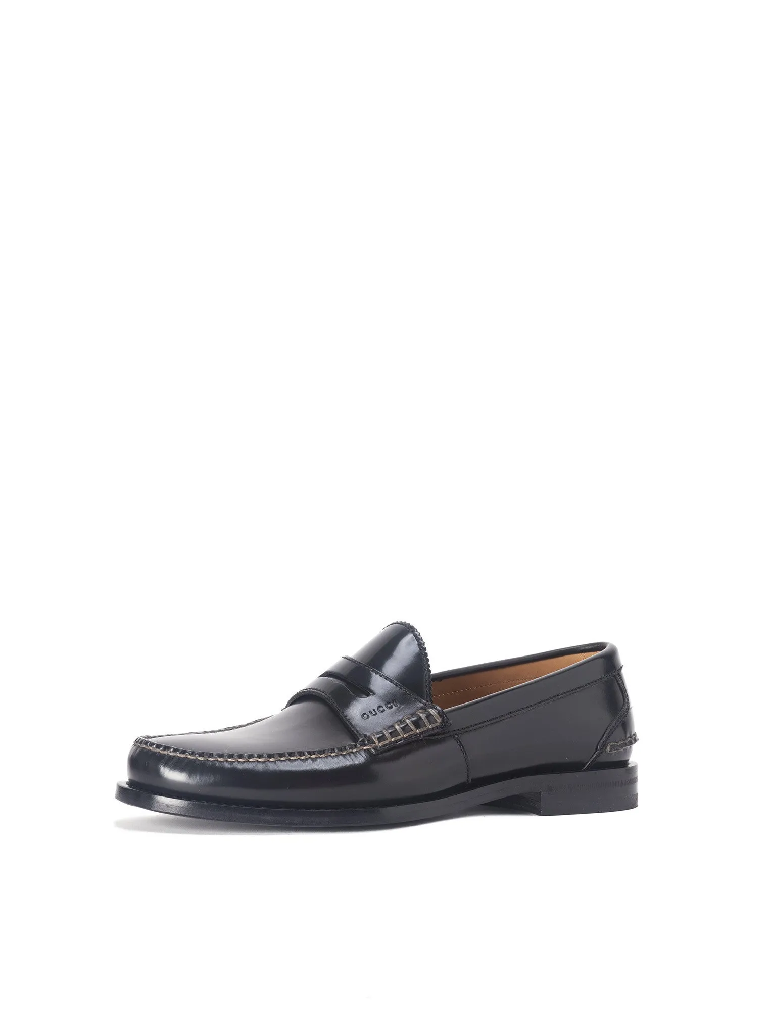 Polished Leather Penny Loafer - Black
