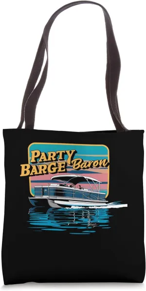 Pontooning Party Barge Baron, Retro Pontoon Boat Captain Tote Bag