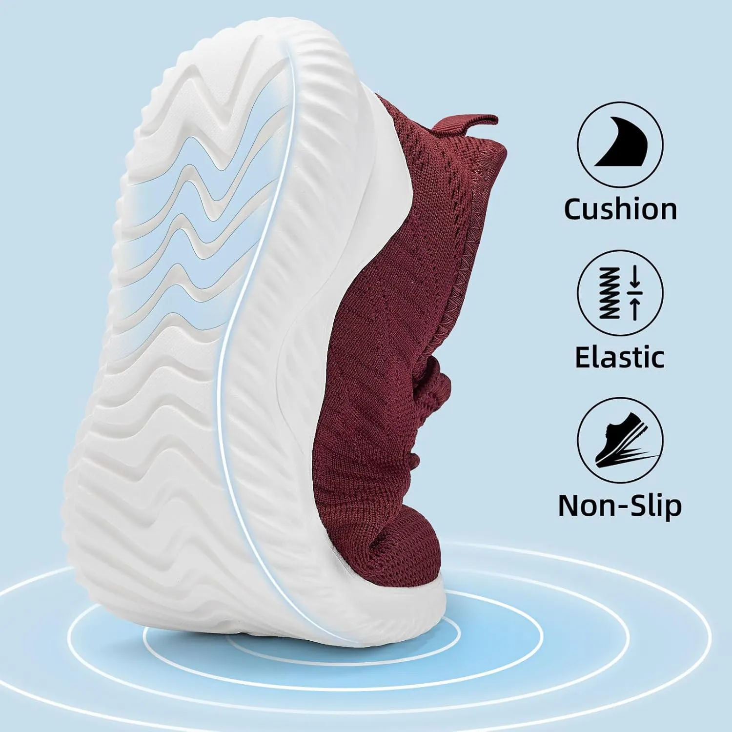 PPQ Womens Slip On Walking Shoes，Memory Foam Lightweight Comfort Casual Workout Shoes,Yoga Or Tennis Or Running Sneakers