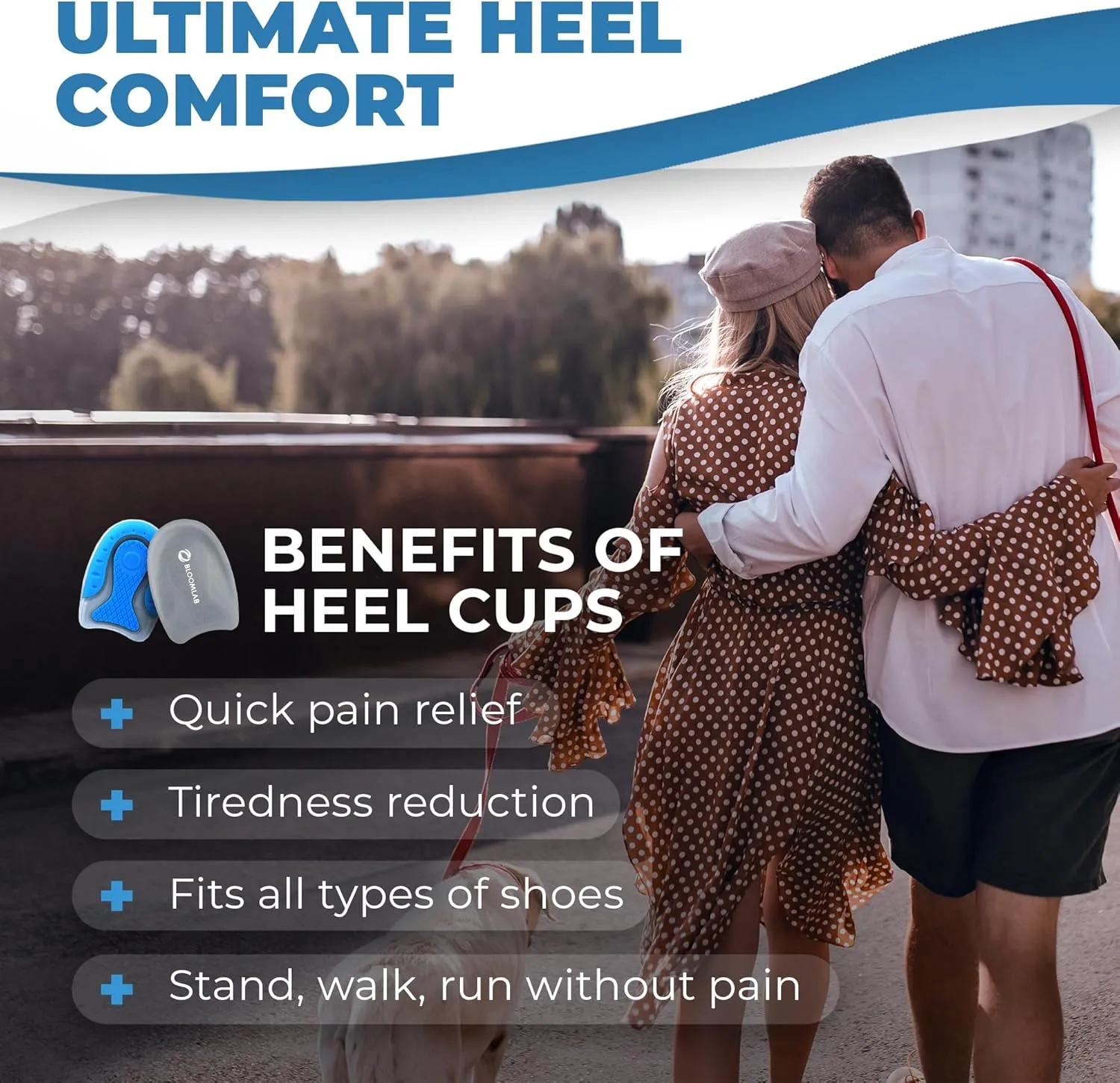 Premium Gel Heel Pads for Shoes, 2 Pack, FSA HSA Eligible, for Plantar Fasciitis, Bone Spurs, Pain Relief Protectors of Sore or Bruised Feet, Foot Relief Support Comfort Cushion Insoles for Women/Men