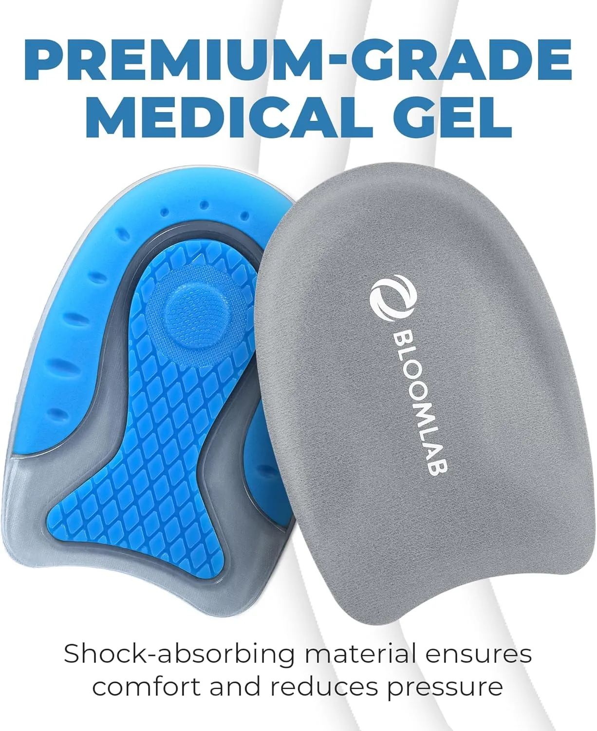 Premium Gel Heel Pads for Shoes, 2 Pack, FSA HSA Eligible, for Plantar Fasciitis, Bone Spurs, Pain Relief Protectors of Sore or Bruised Feet, Foot Relief Support Comfort Cushion Insoles for Women/Men