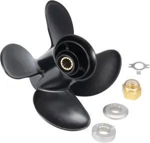 Propeller 10.1X14 Pitch 4 Blades RH 13 Spline Tooth with Hub Kit for Mercury Spitfire Outboard 25 30 35 40 45 50 55 60 70 75 HP Boat Motor Engine Parts Aluminum Prop 48-8M8026635