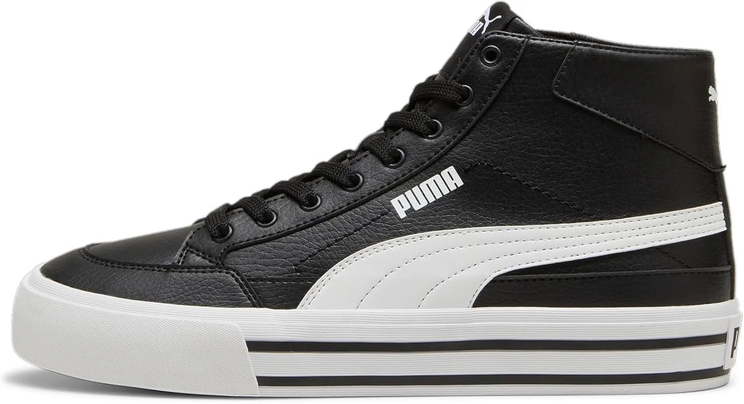 PUMA Men's Court Classic Vulc Mid Shoes, White-Black, 8