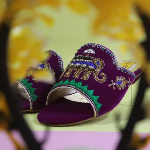 Purple Fancy Velvet Ladies Slipper