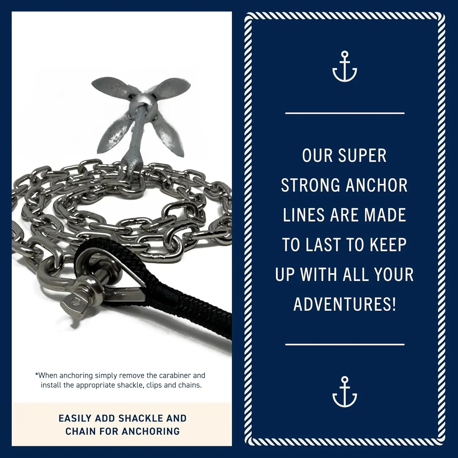 RainierSupplyCo Boat Anchor Rope - Double Braided Marine Rope Anchor Line - 100/150 / 200/300 ft Nylon Boating Line with 316 Stainless Steel Thimble and Heavy Duty Marine Grade Snap Hook