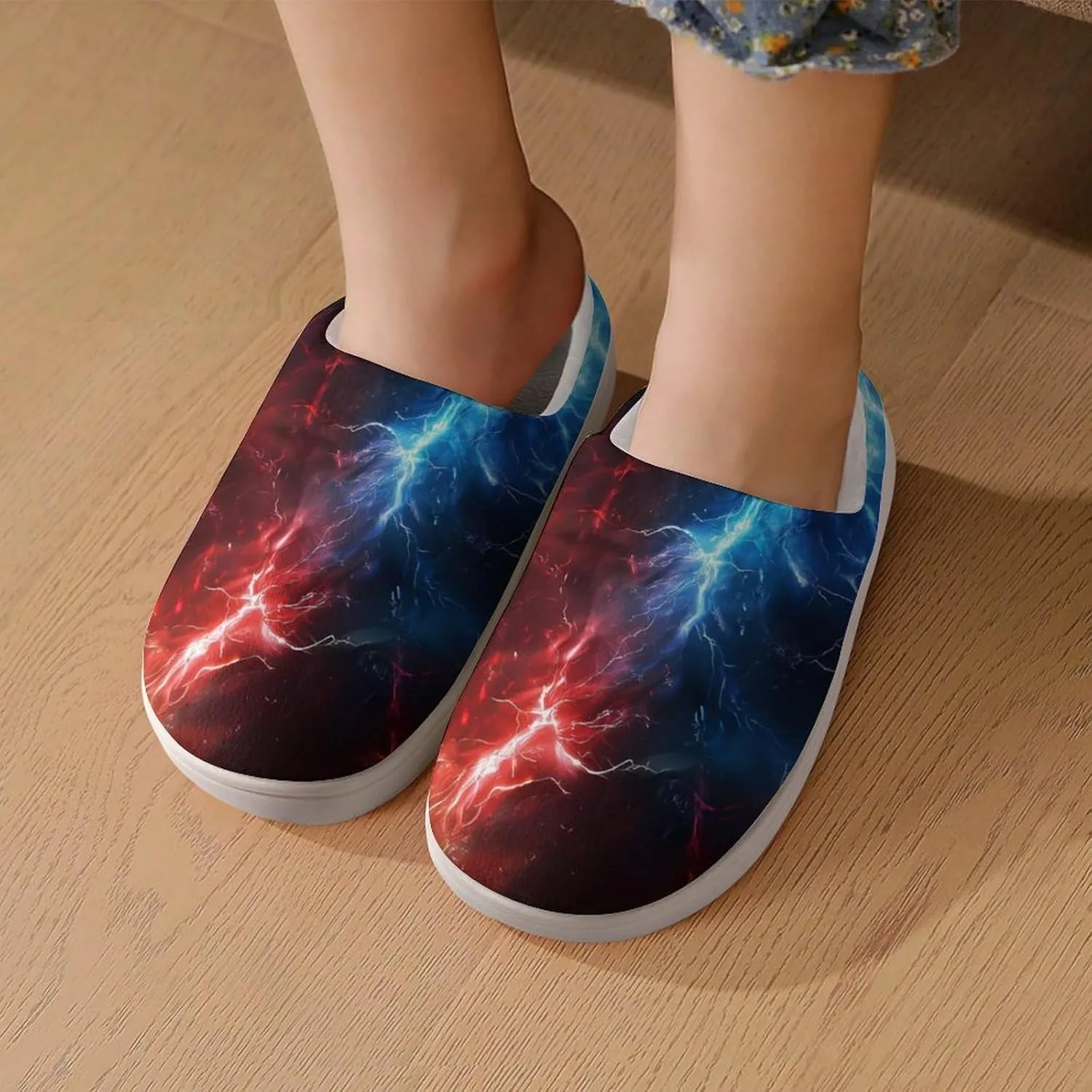 Red And Blue Thunder Cute Cotton Slippers Anti-slip House Shoe Slipper Indoor Outdoor