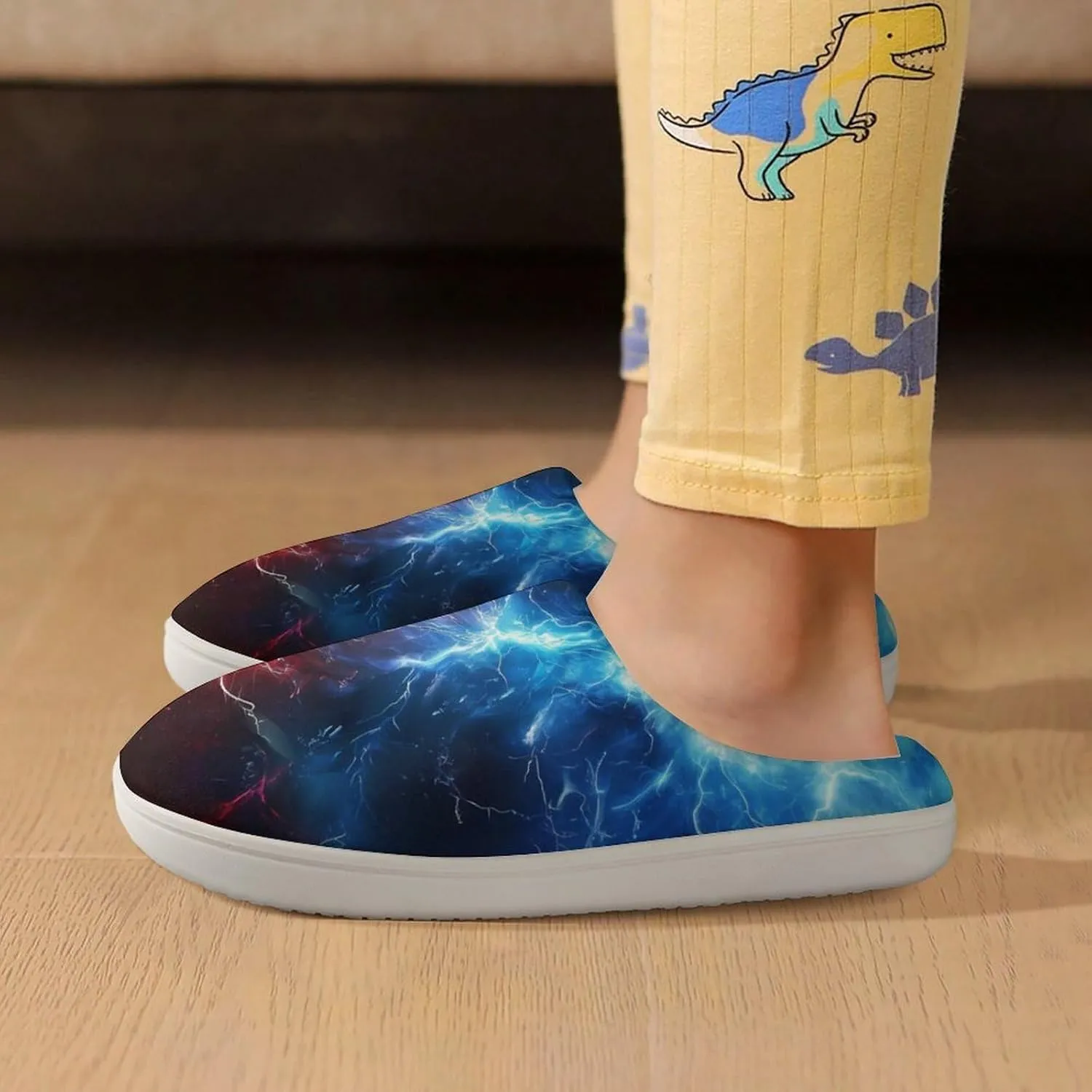 Red And Blue Thunder Cute Cotton Slippers Anti-slip House Shoe Slipper Indoor Outdoor