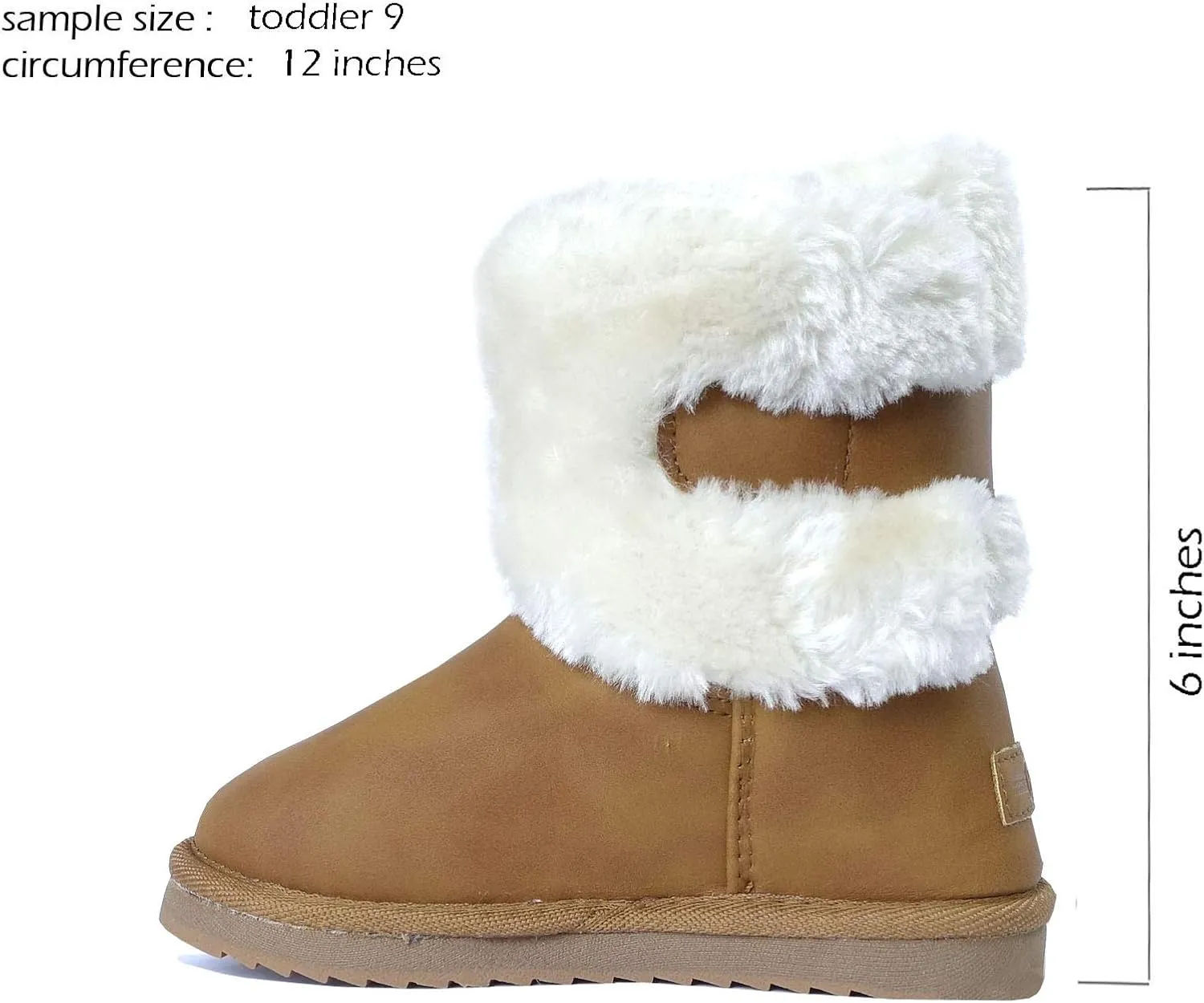 REDVOLUTION Kids Boots Toddler Girls Cute 2 Buttons || Rhinestone Faux Fur Suede Knitting Shoe