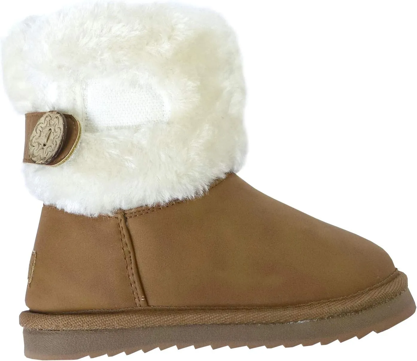 REDVOLUTION Kids Boots Toddler Girls Cute 2 Buttons || Rhinestone Faux Fur Suede Knitting Shoe
