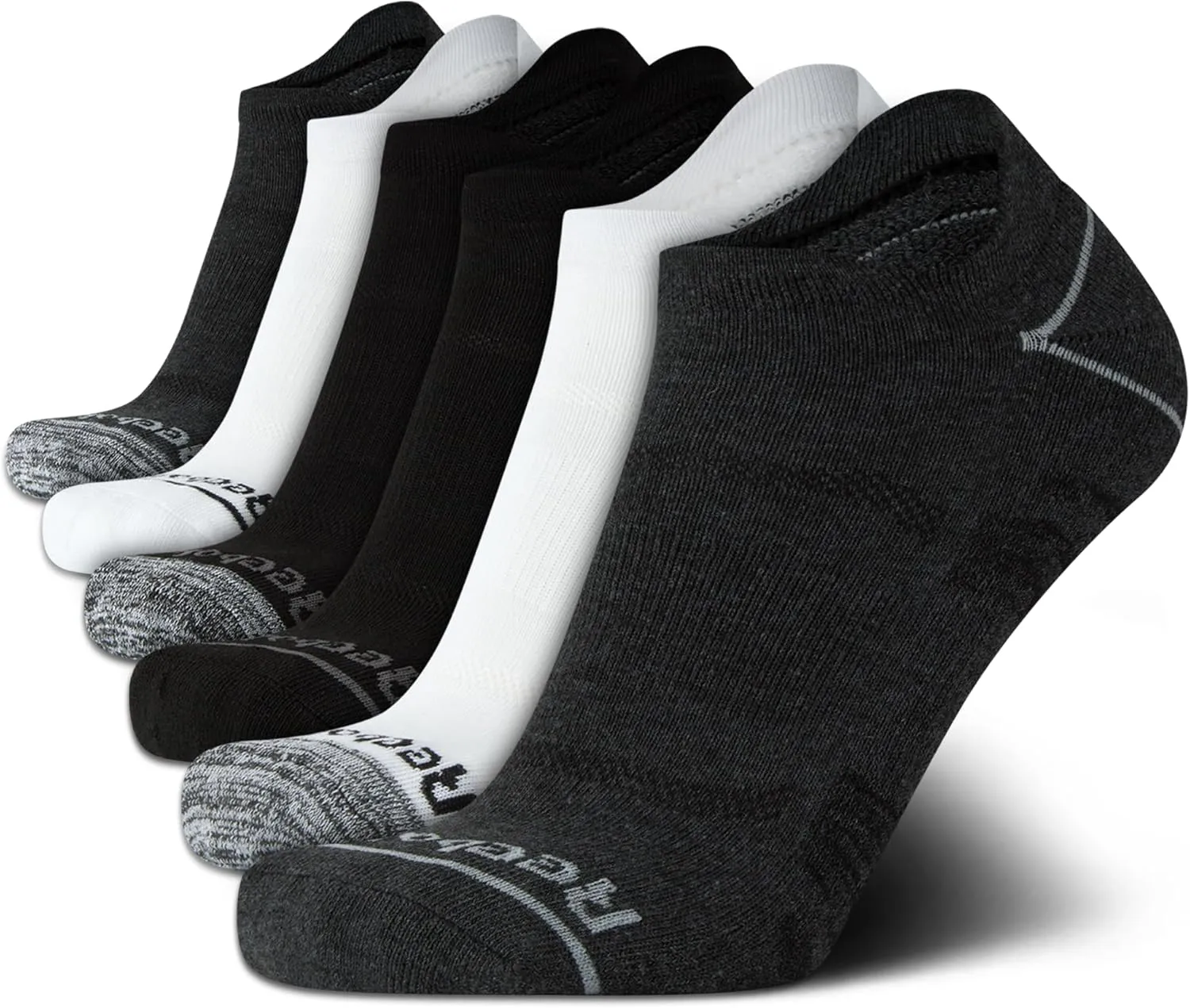 Reebok Men's Low Cut Tab Socks - 6 Pack Soft Comfort Anti-Blister Thick Ankle Athletic No Show (6-12.5)