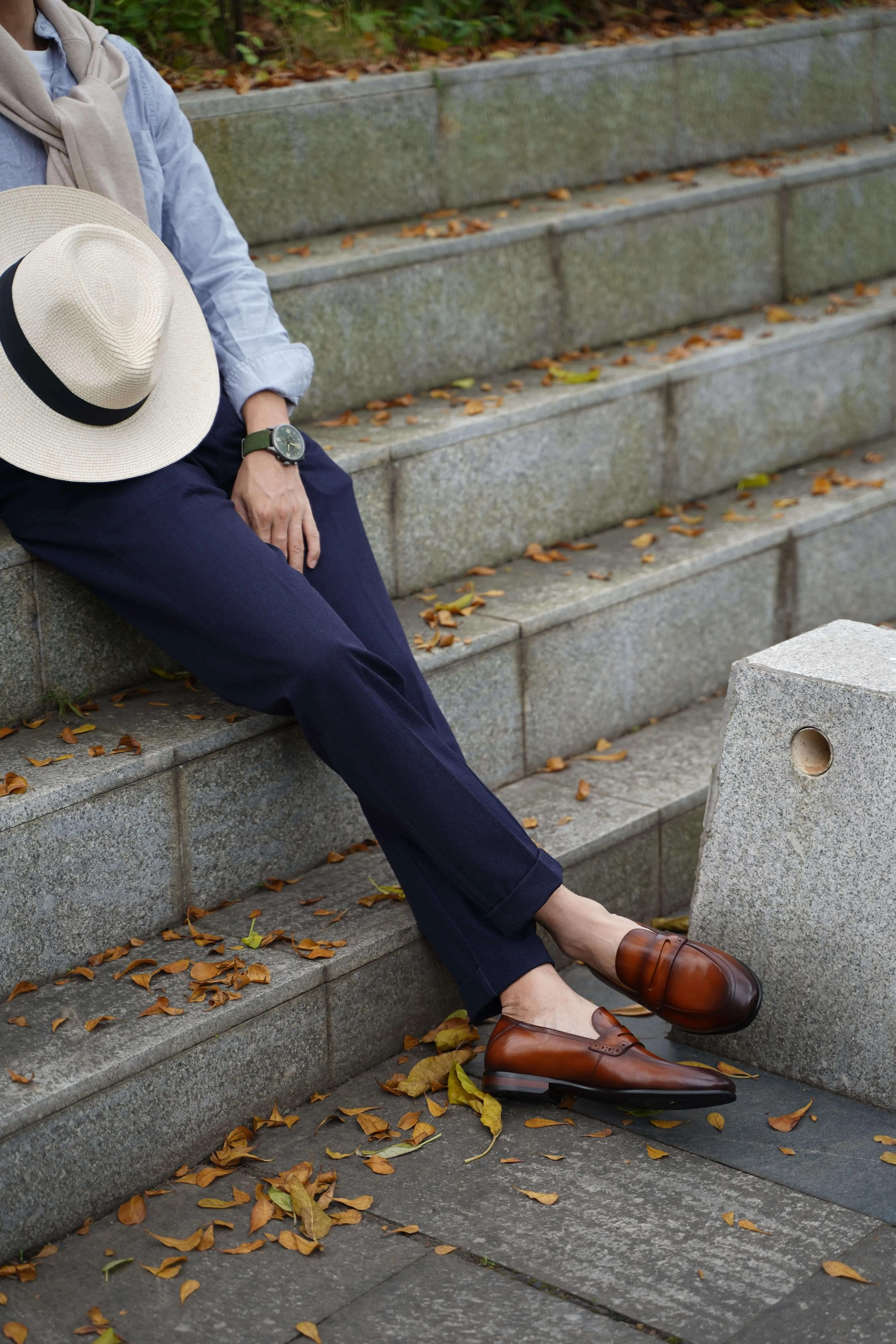 Refined Brown Leather Penny Loafers