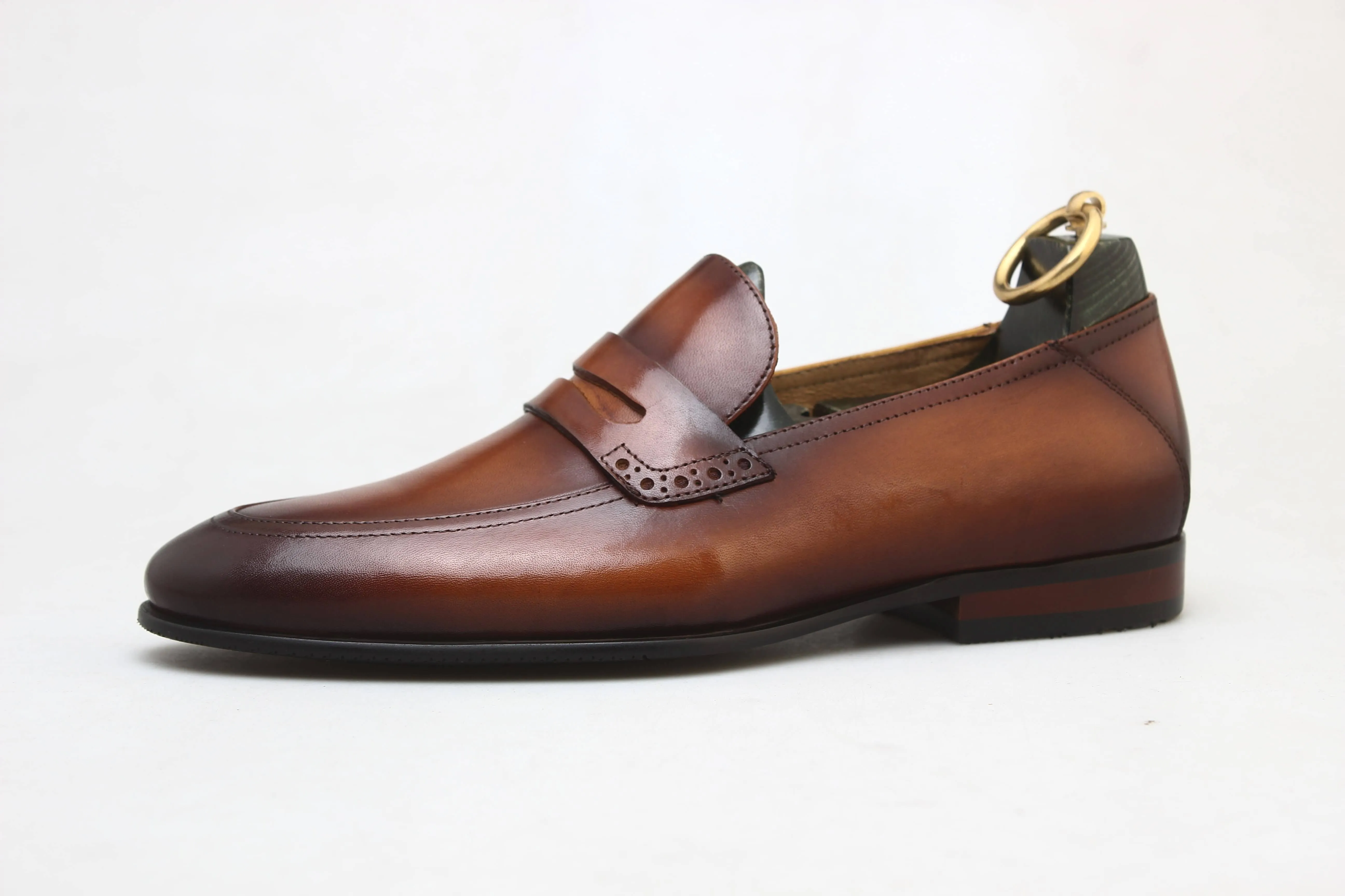 Refined Brown Leather Penny Loafers