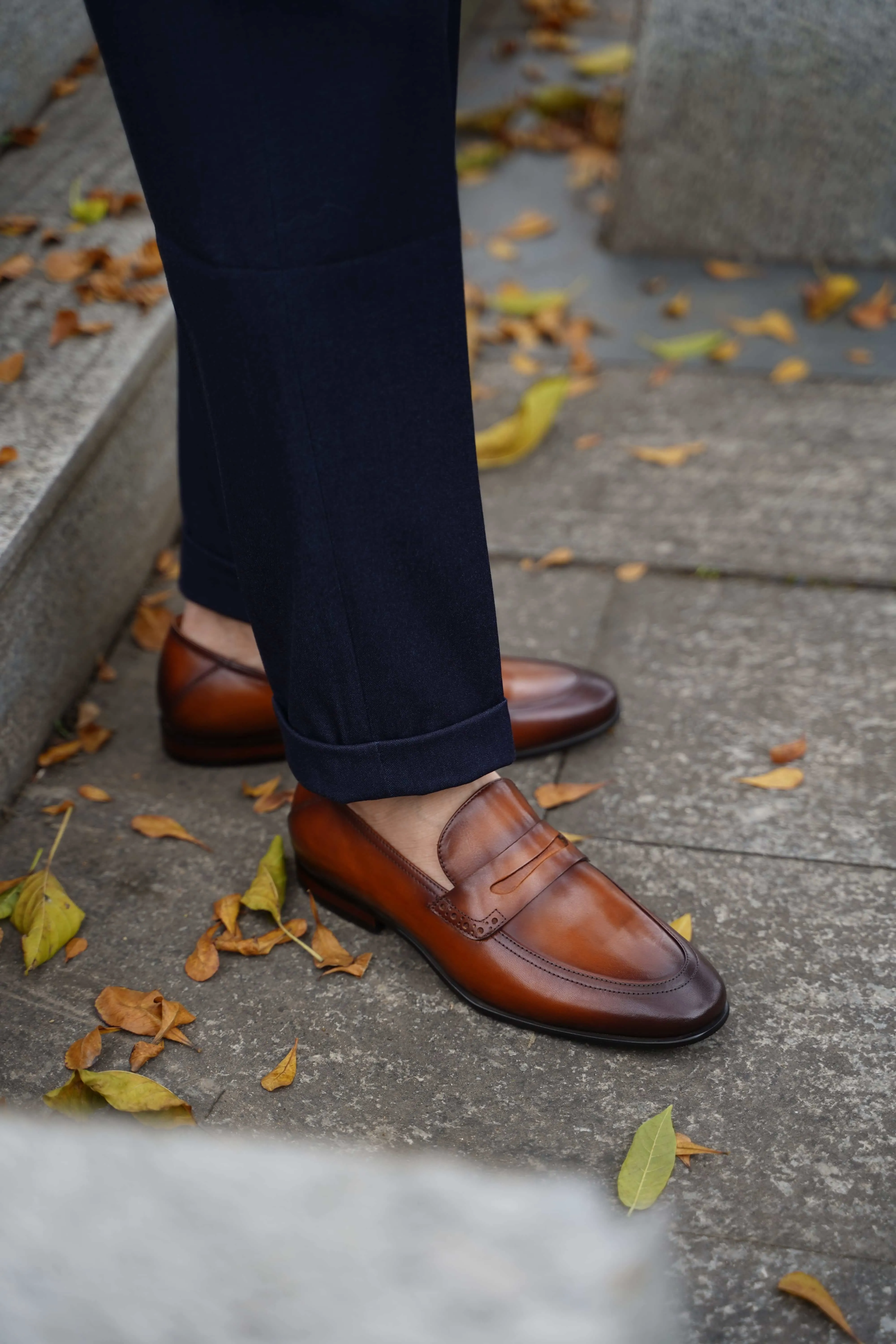 Refined Brown Leather Penny Loafers