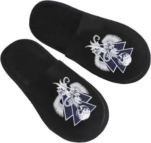 Rock Metal Dark Dagger Blade Shield Wings Slippers Winter Indoor and Outdoor Slipper Warm Cozy Soft Lightweight House Shoes Fuzzy Slip-On Slipper Large