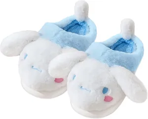 Roffatide Anime Cinnamoroll Fuzzy Slippers Melody House Slippers Closed Toe Open Back Foam Slippers with Rubber Sole for Women