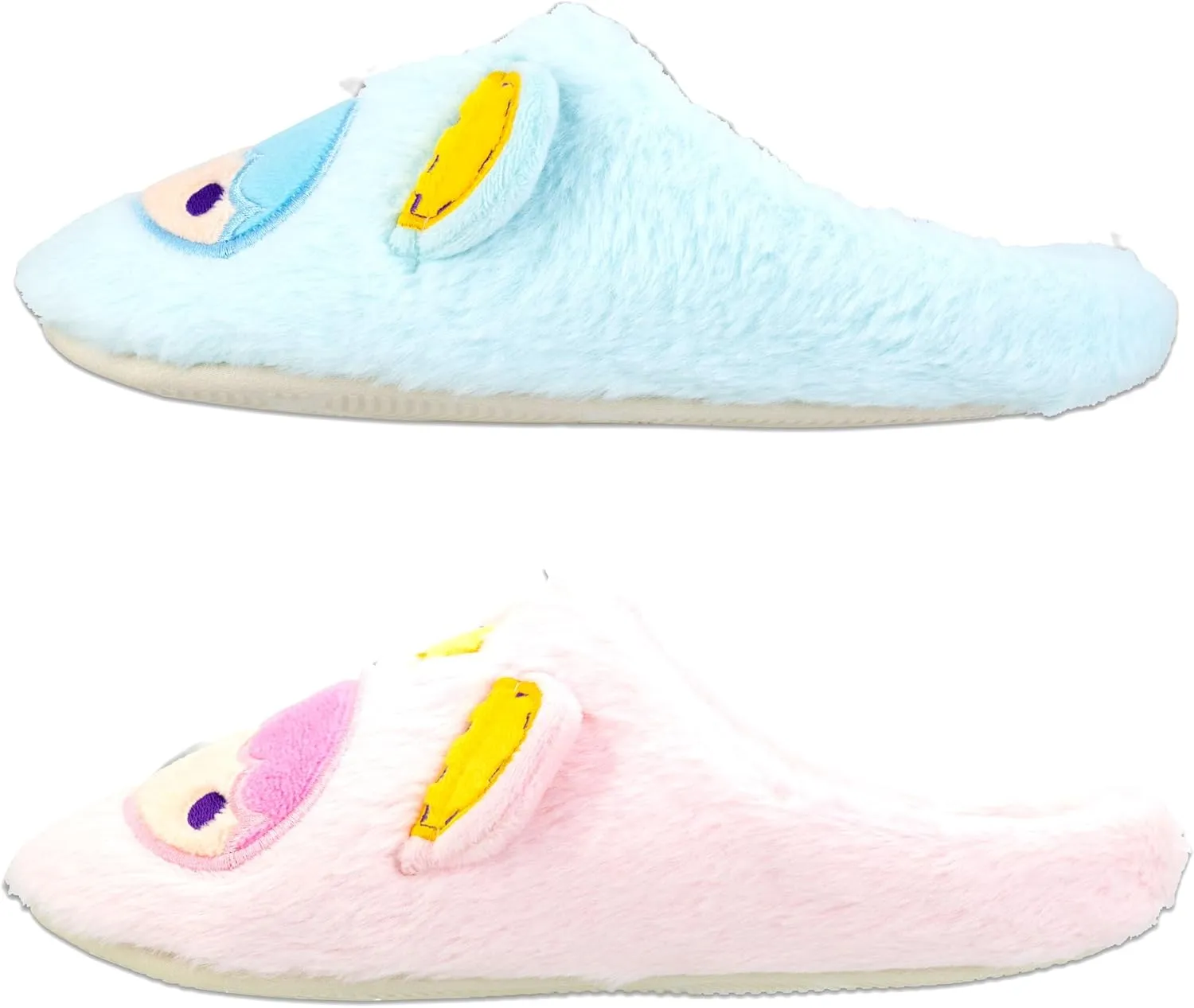 Roffatide Anime Cute Plush Open Back Floor Slippers Indoor Shoes Fuzzy Slippers with Rubber Sole for Women