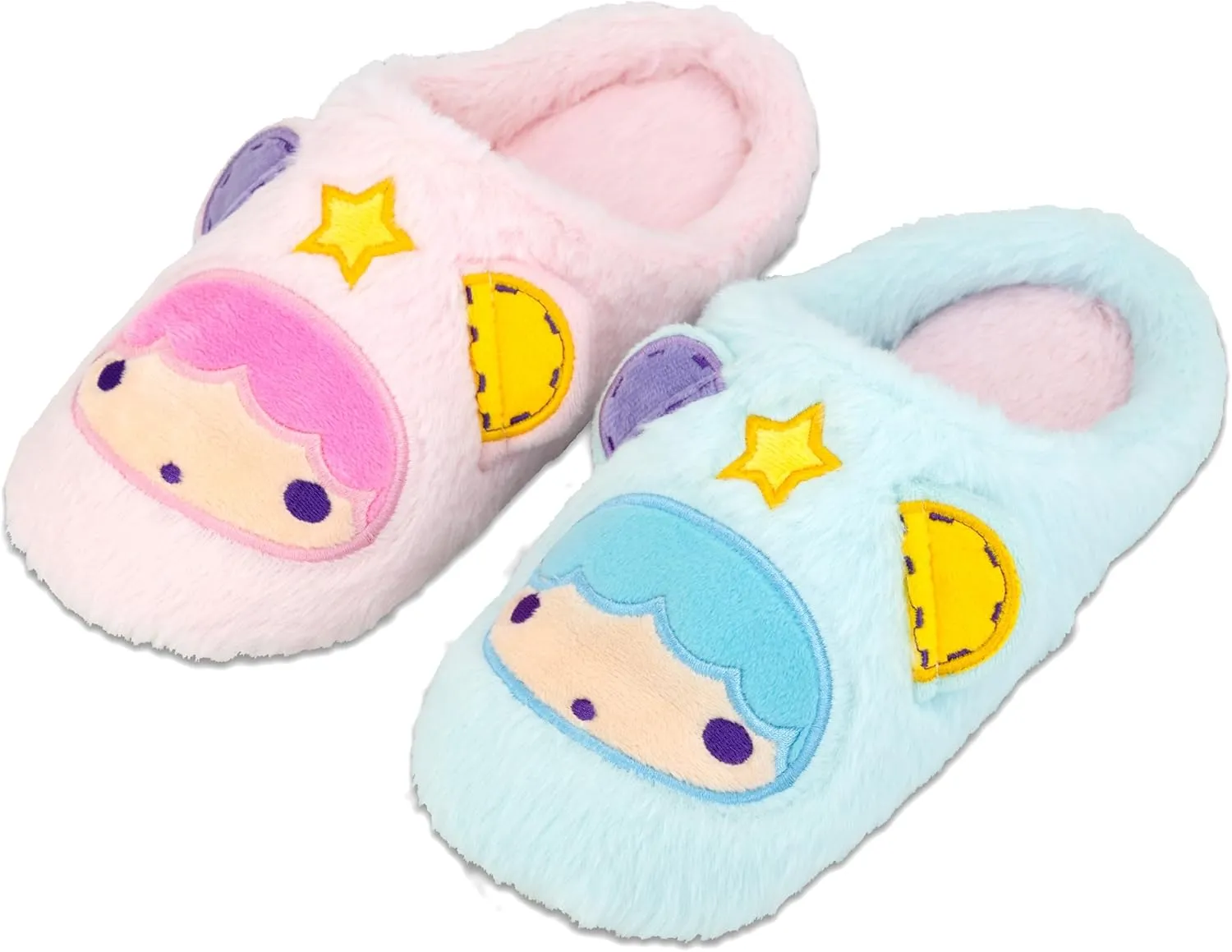 Roffatide Anime Cute Plush Open Back Floor Slippers Indoor Shoes Fuzzy Slippers with Rubber Sole for Women