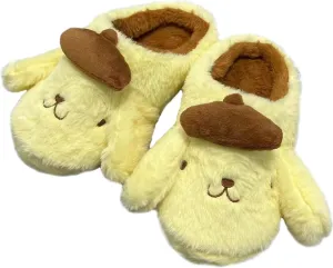 Roffatide Anime Cute Plush Open Back Floor Slippers Indoor Shoes Fuzzy Slippers with Rubber Sole for Women