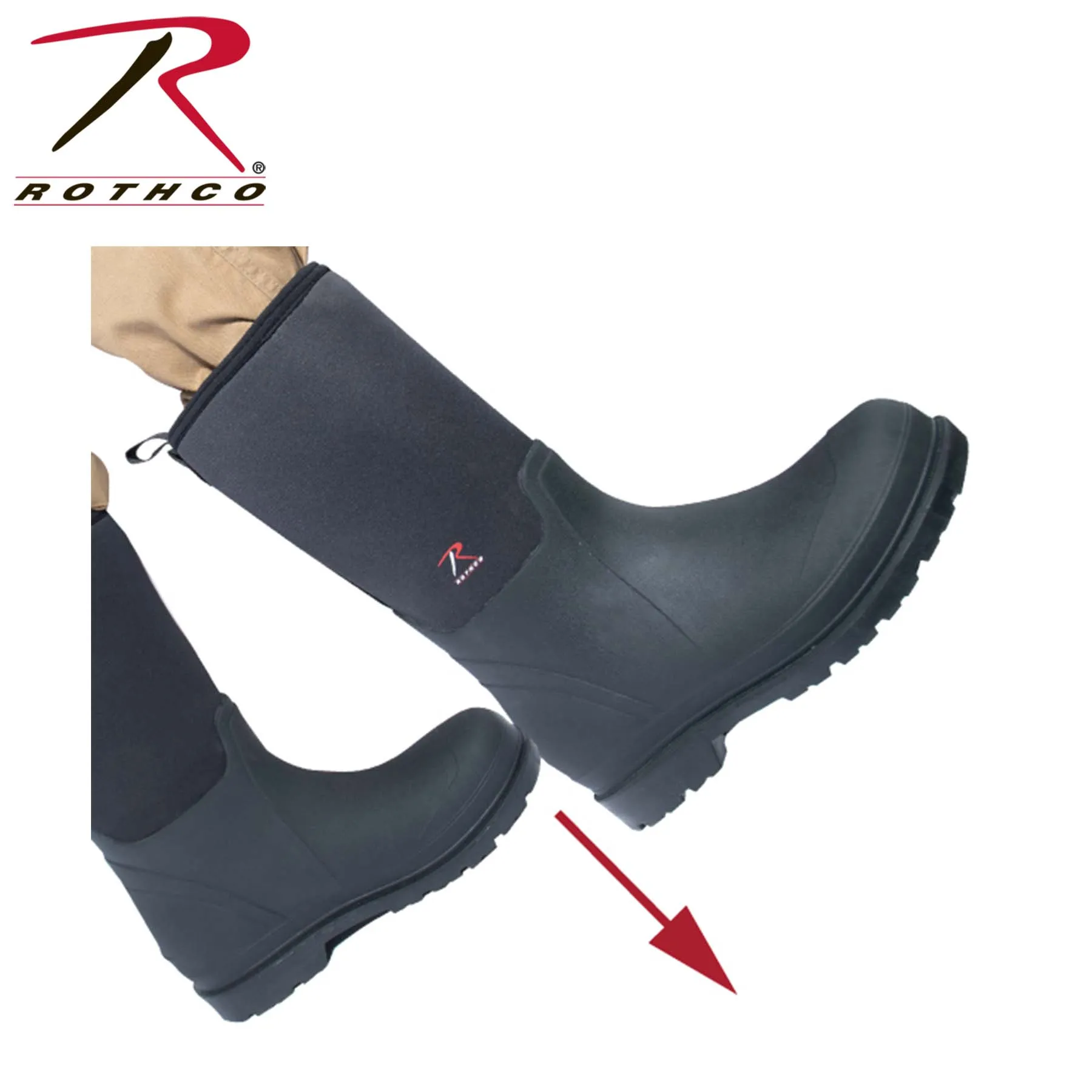 Rothco Waterproof Rubber Boots - Black - 14.5 Inch