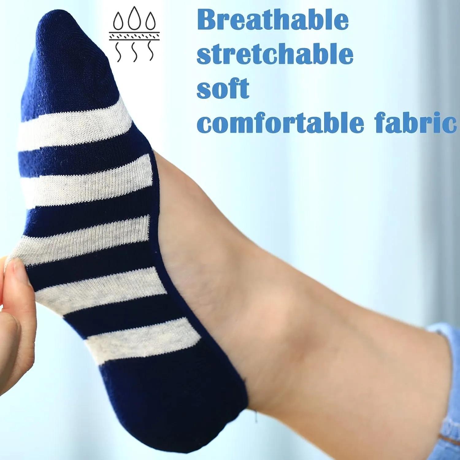 RYI 5-Pack No Show Socks for Women Size 6-9 Ankle Invisible Non-slip Athletic Socks