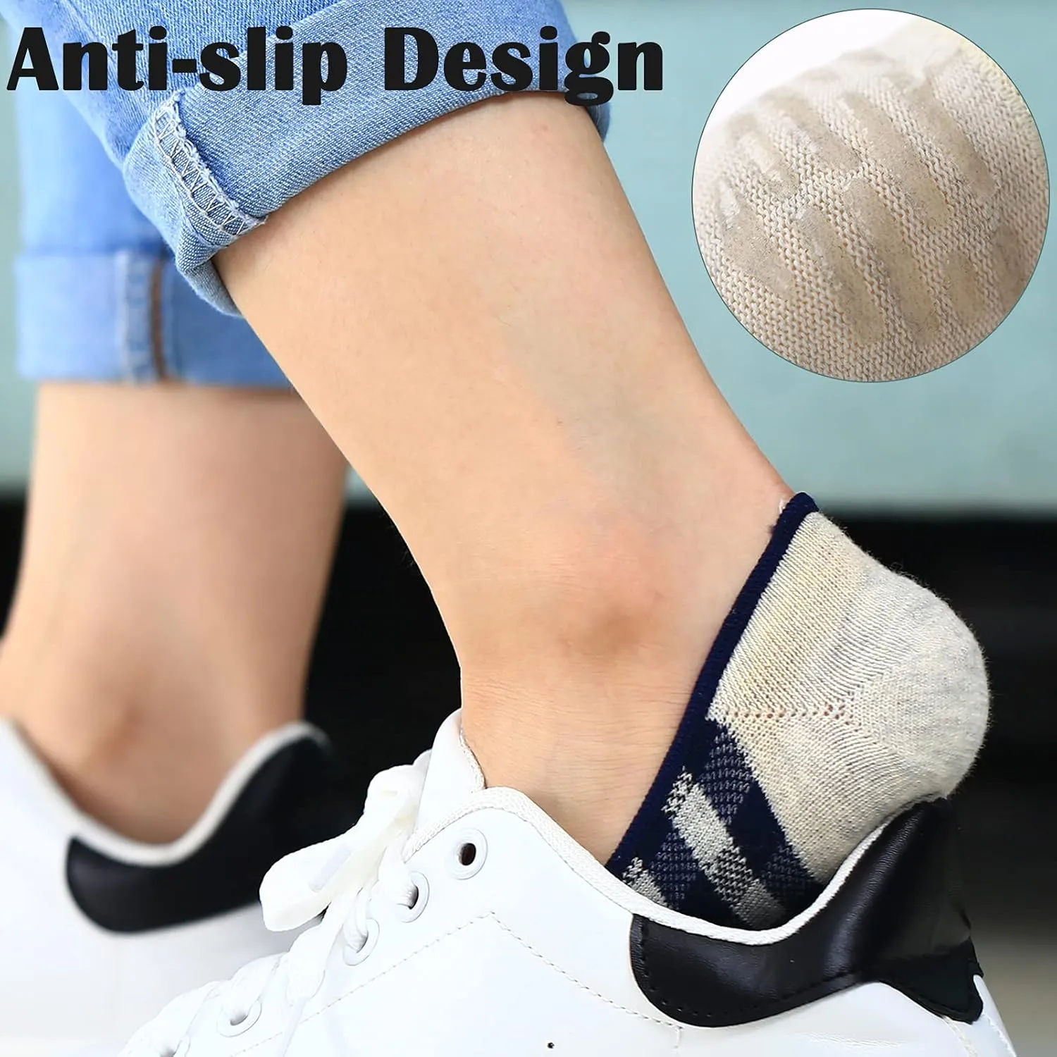 RYI 5-Pack No Show Socks for Women Size 6-9 Ankle Invisible Non-slip Athletic Socks