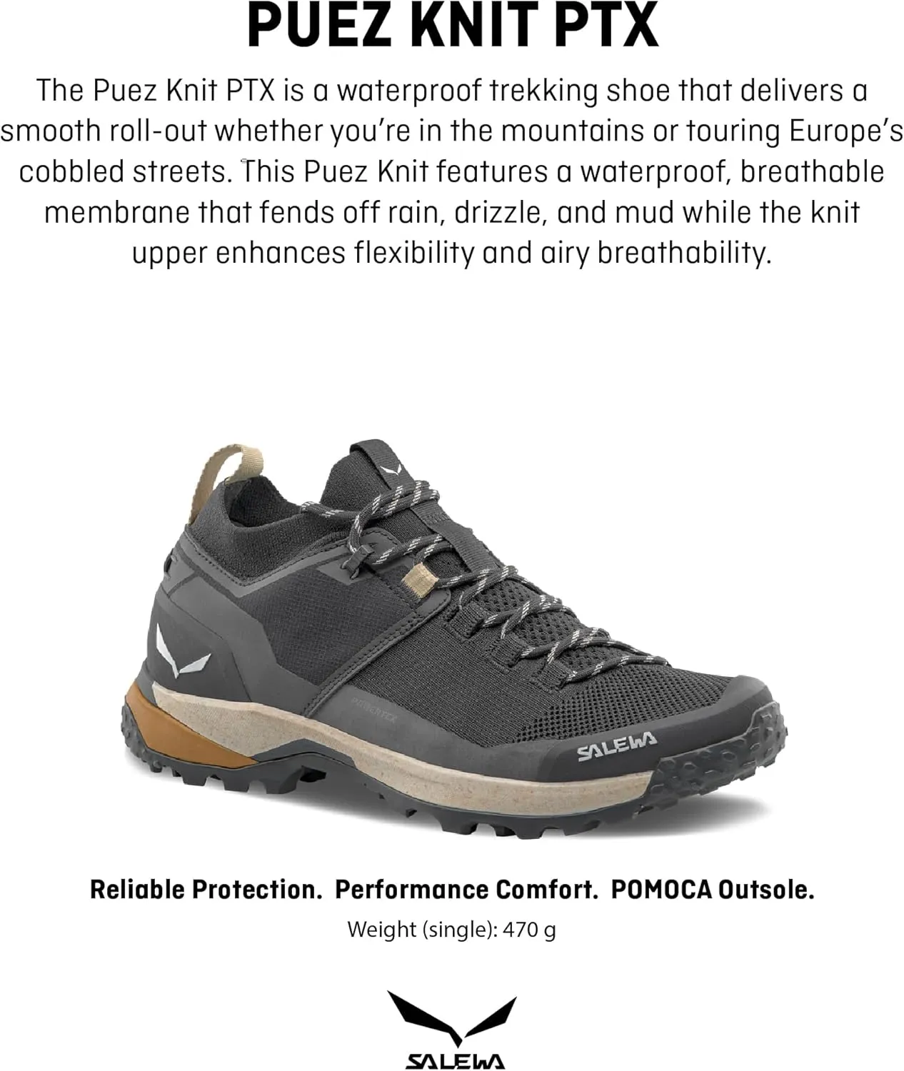 Salewa Men's Puez Knit Powertex Waterproof Trail Shoe for Hiking & Trekking