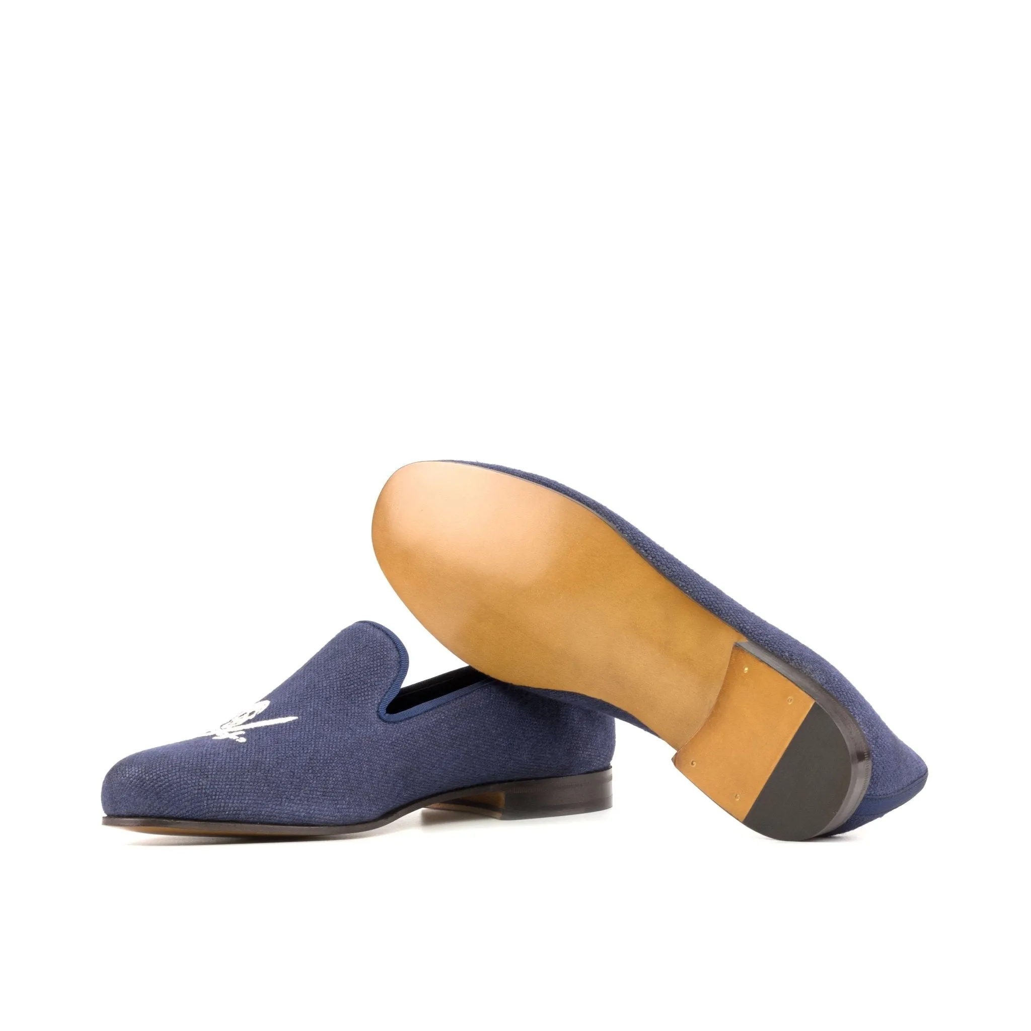 Santiago Slipper in Navy Linen