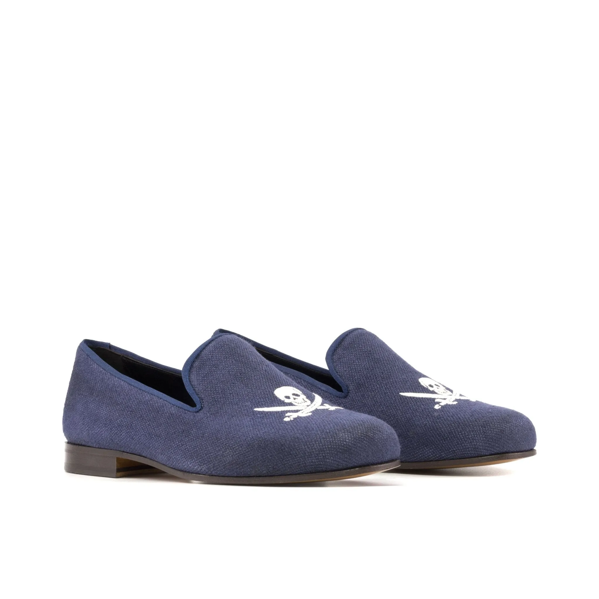 Santiago Slipper in Navy Linen